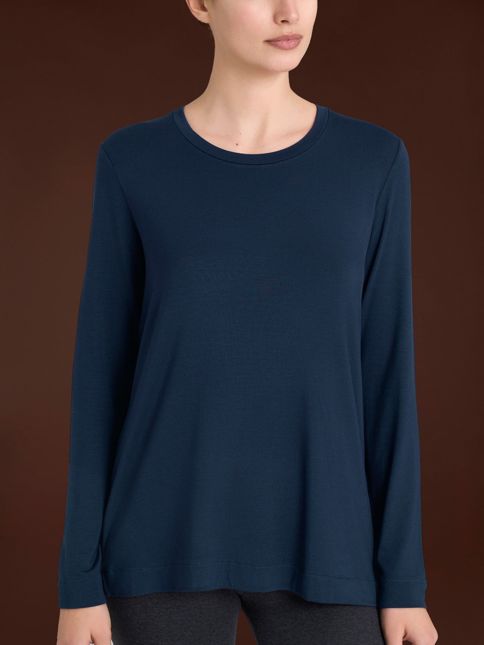 Maglietta girocollo in Eco Viscosa Blu Donna - Ragno