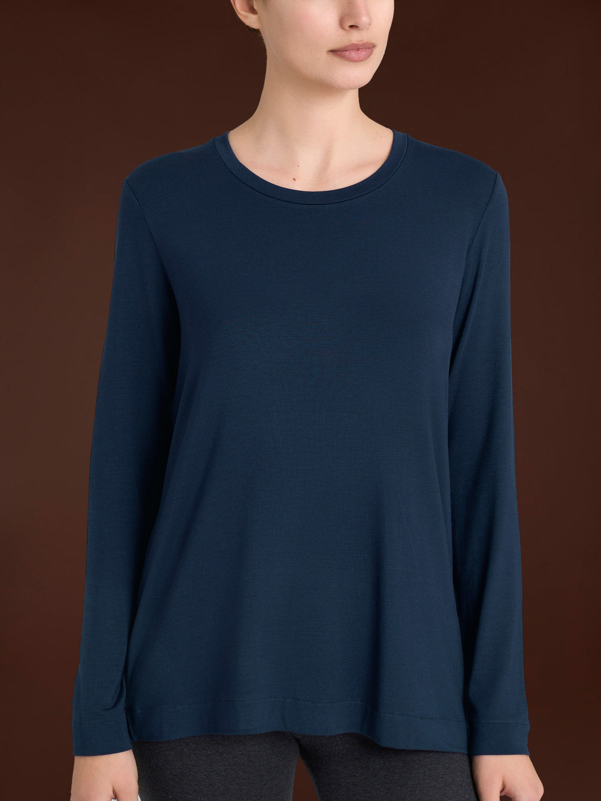 Maglietta girocollo in Jersey Strech Winter Viscosa Blu Donna - Ragno