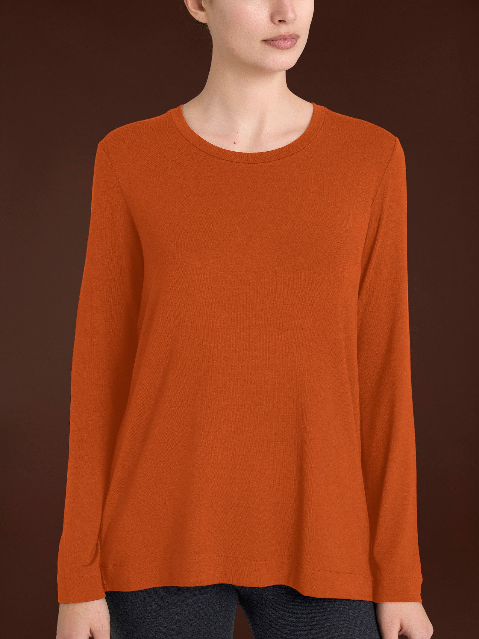 Maglietta girocollo in Eco Viscosa Arancioni Donna - Ragno