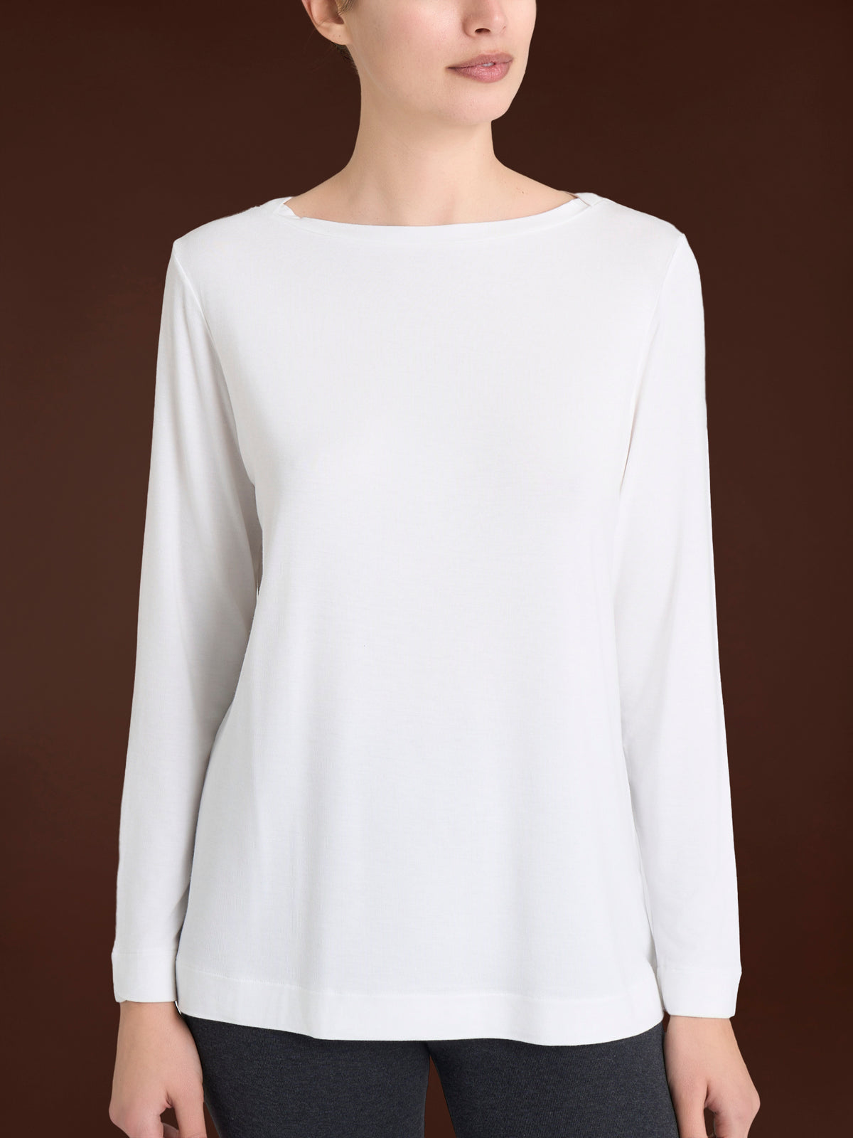 Maglietta con collo a barchetta in Jersey Strech Winter Viscosa Viola Donna - Ragno
