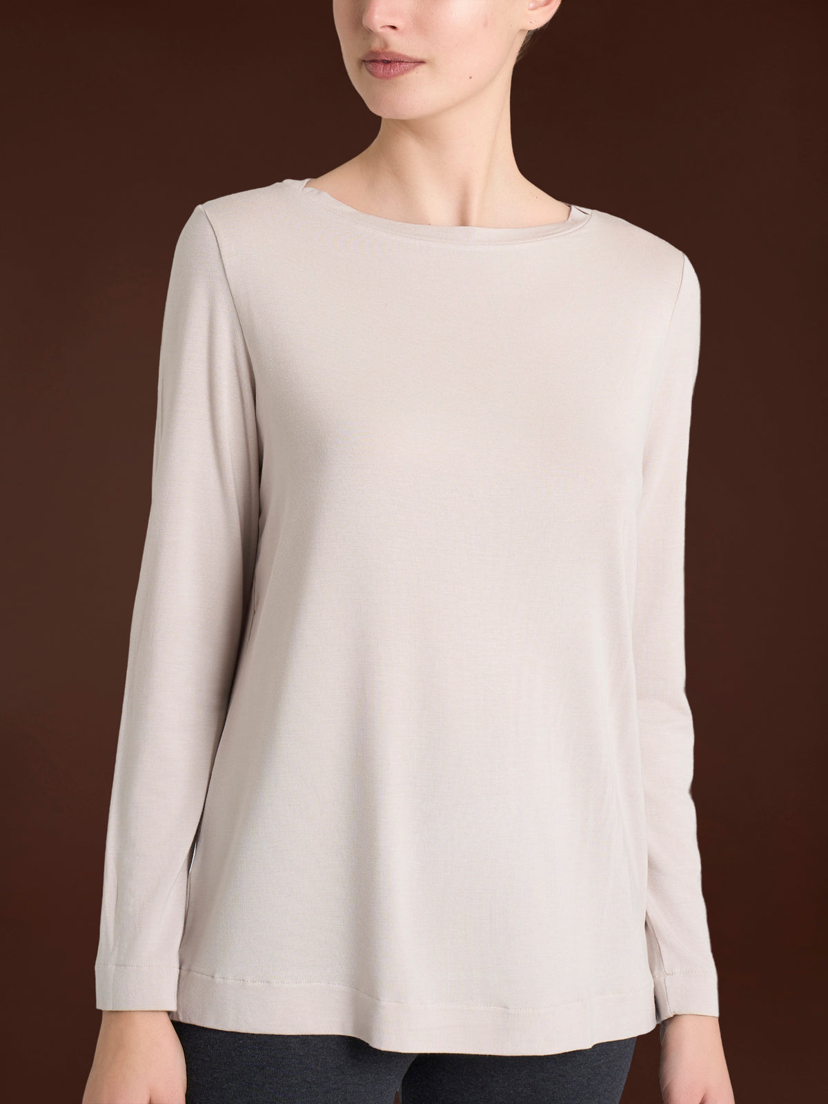 Maglietta con collo a barchetta in Jersey Strech Winter Viscosa Grigi Donna - Ragno