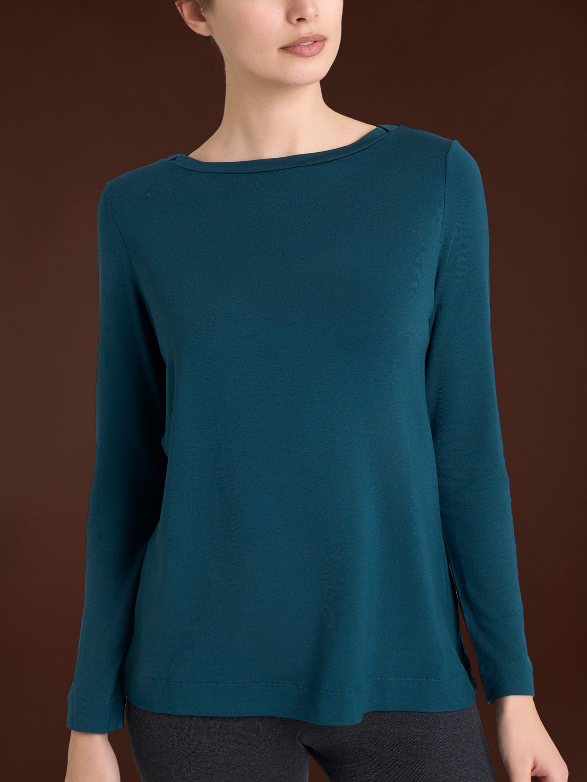 Maglietta con collo a barchetta in Jersey Strech Winter Viscosa Blu Donna - Ragno