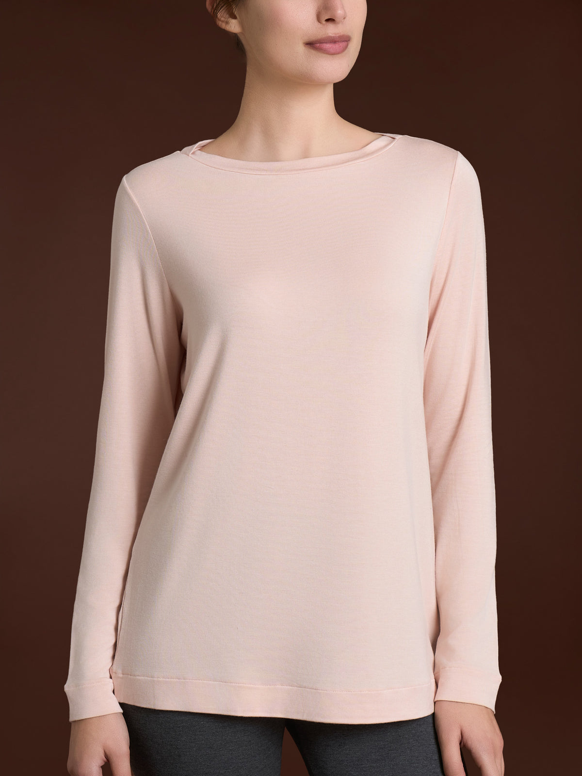 Maglietta con collo a barchetta in Jersey Strech Winter Viscosa Rosa Donna - Ragno