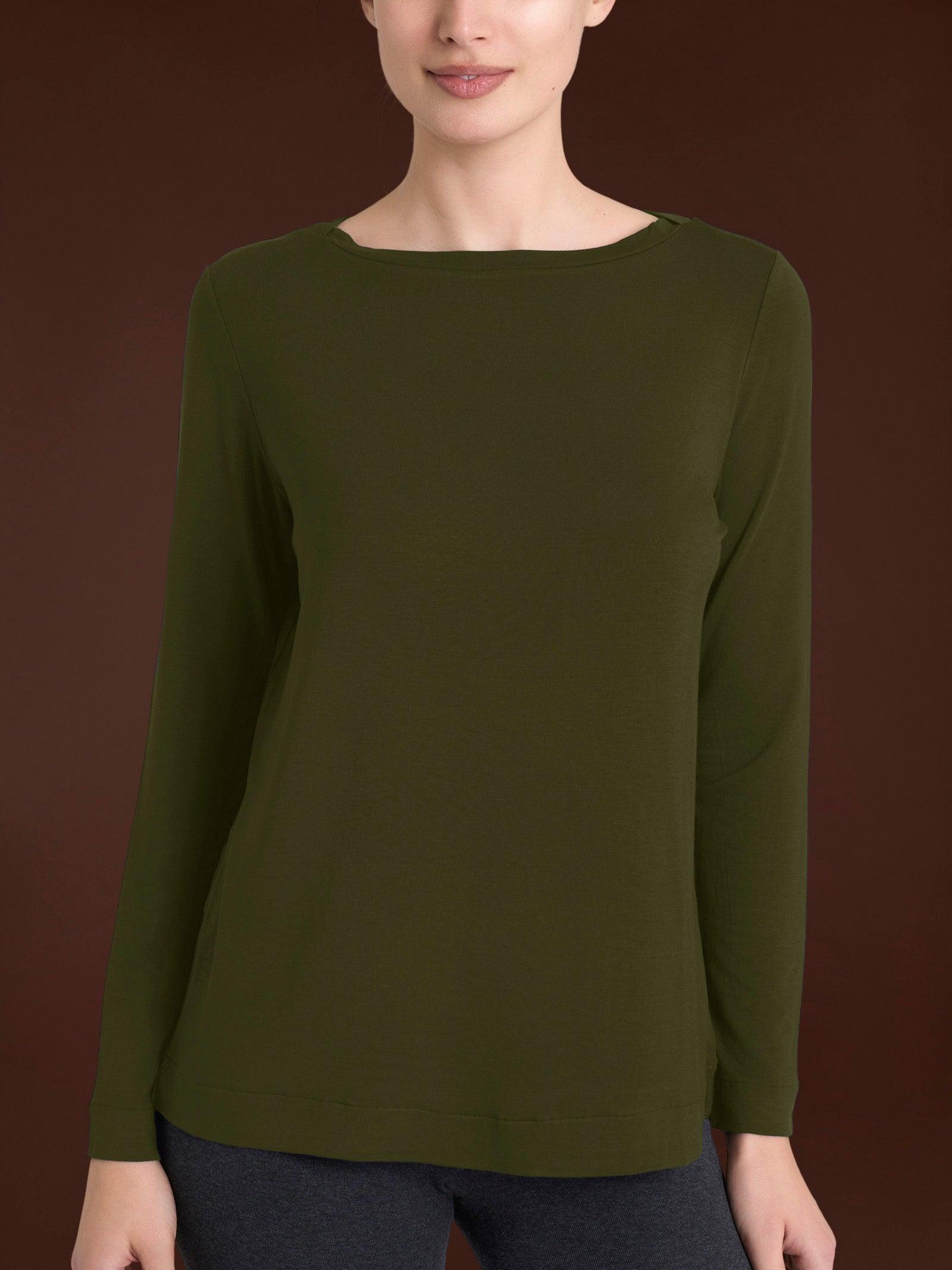 Maglietta con collo a barchetta in Eco Viscosa Verdi Donna - Ragno