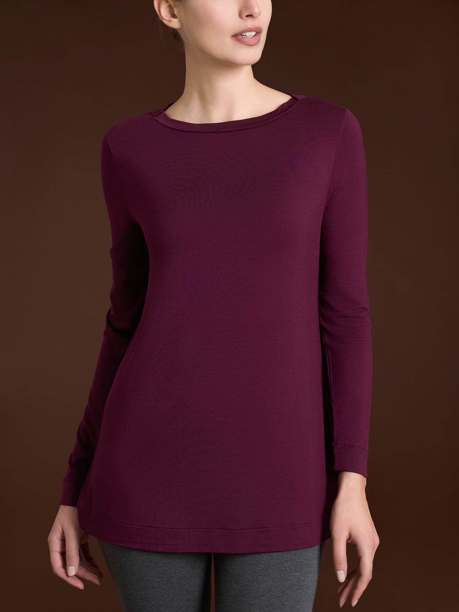 Maglietta con collo a barchetta in Eco Viscosa Viola Donna - Ragno