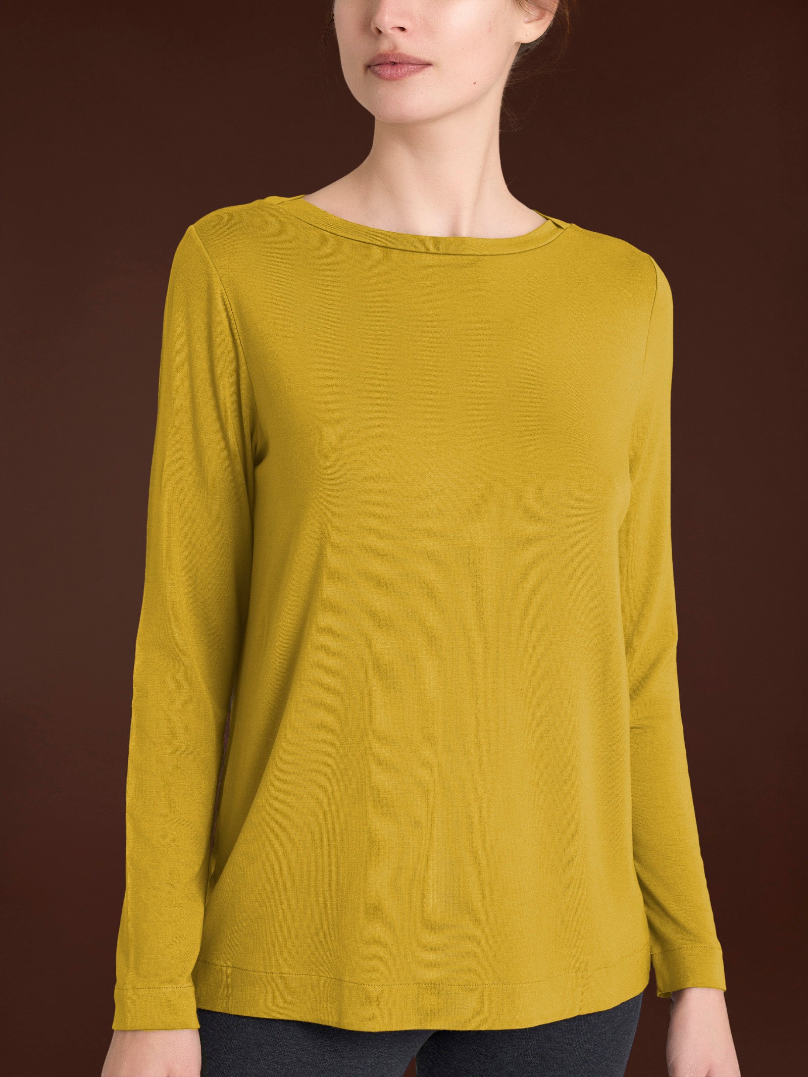 Maglietta con collo a barchetta in Eco Viscosa Gialli Donna - Ragno