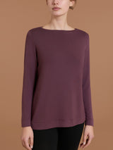 Maglietta con collo a barchetta in Jersey Strech Winter Viscosa Viola Donna - Ragno
