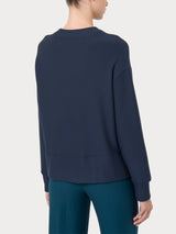 Felpa girocollo corta in Eco techno Fleece Blu Donna - Ragno