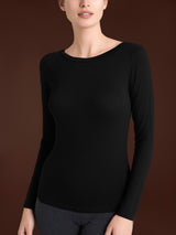 Maglietta con collo a barchetta in filato Tenderwool Neri Donna - Ragno