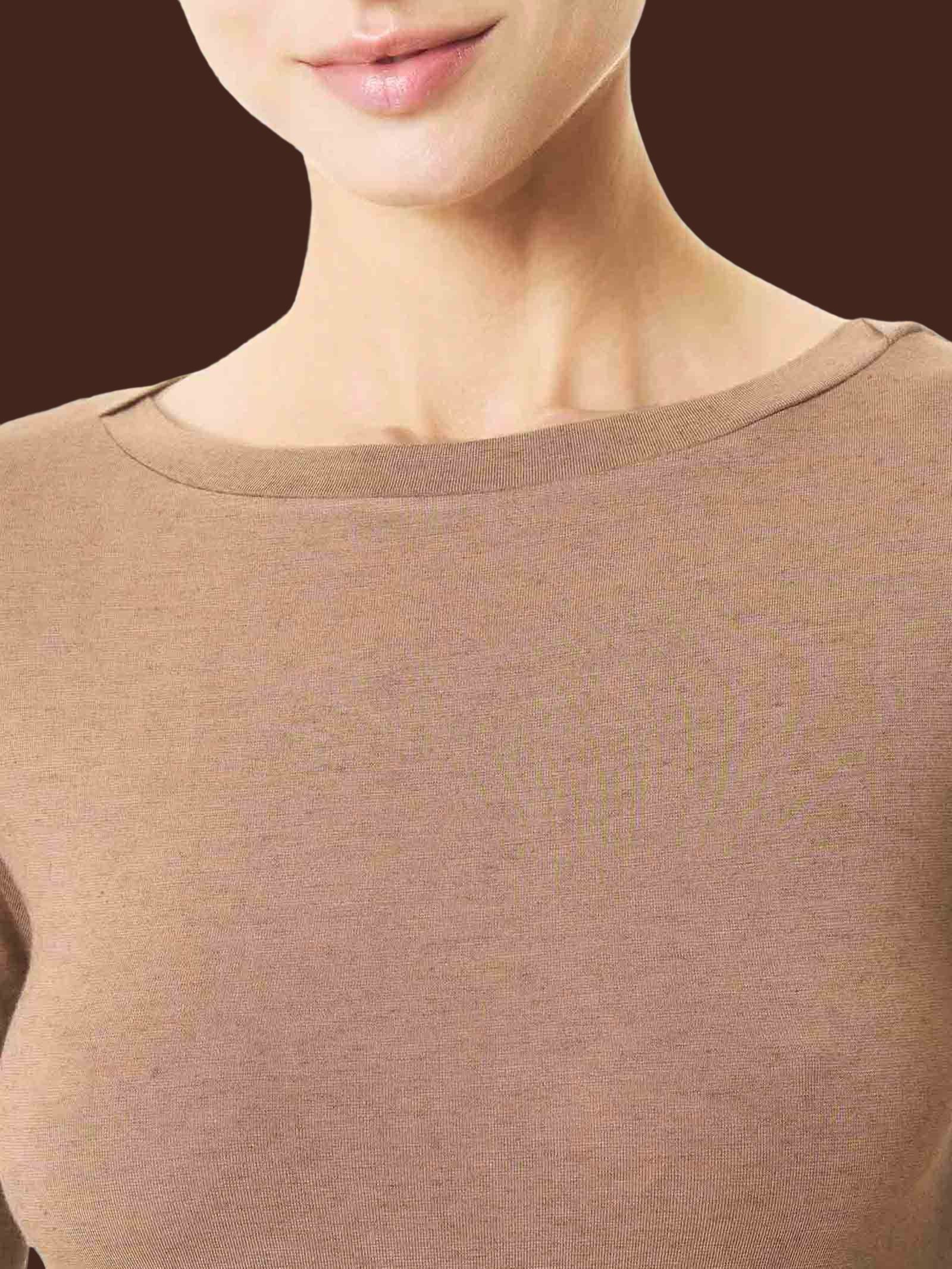 Maglietta con collo a barchetta in filato Tenderwool Neri Donna - Ragno