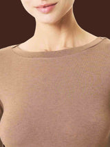 Maglietta con collo a barchetta in Tenderwool (86% Modal - 8% Lana Cashmere) Marroni Donna - Ragno