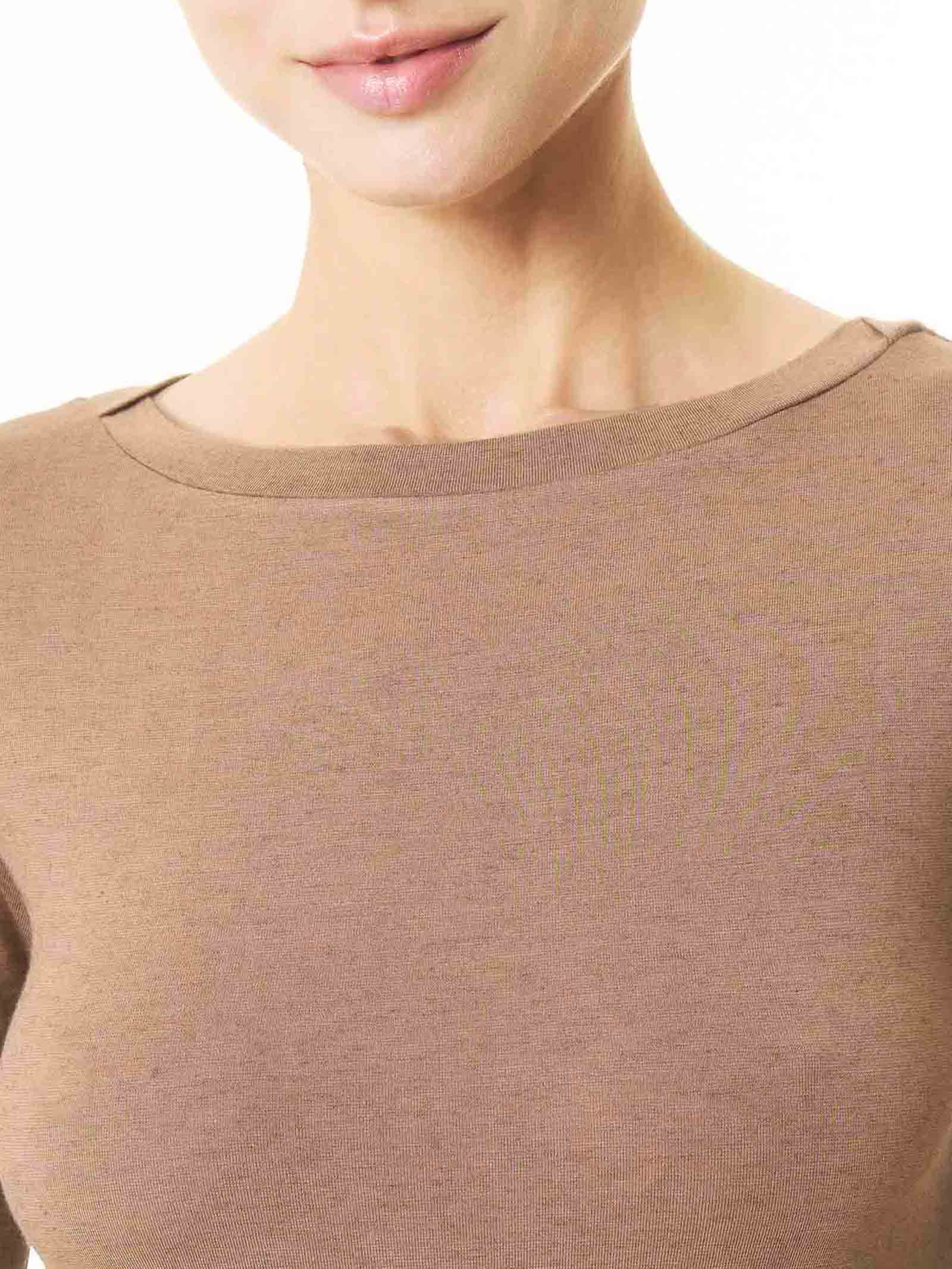 Maglietta con collo a barchetta in filato Tenderwool Marroni Donna - Ragno