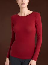 Maglietta con collo a barchetta in filato Tenderwool Rossi Donna - Ragno