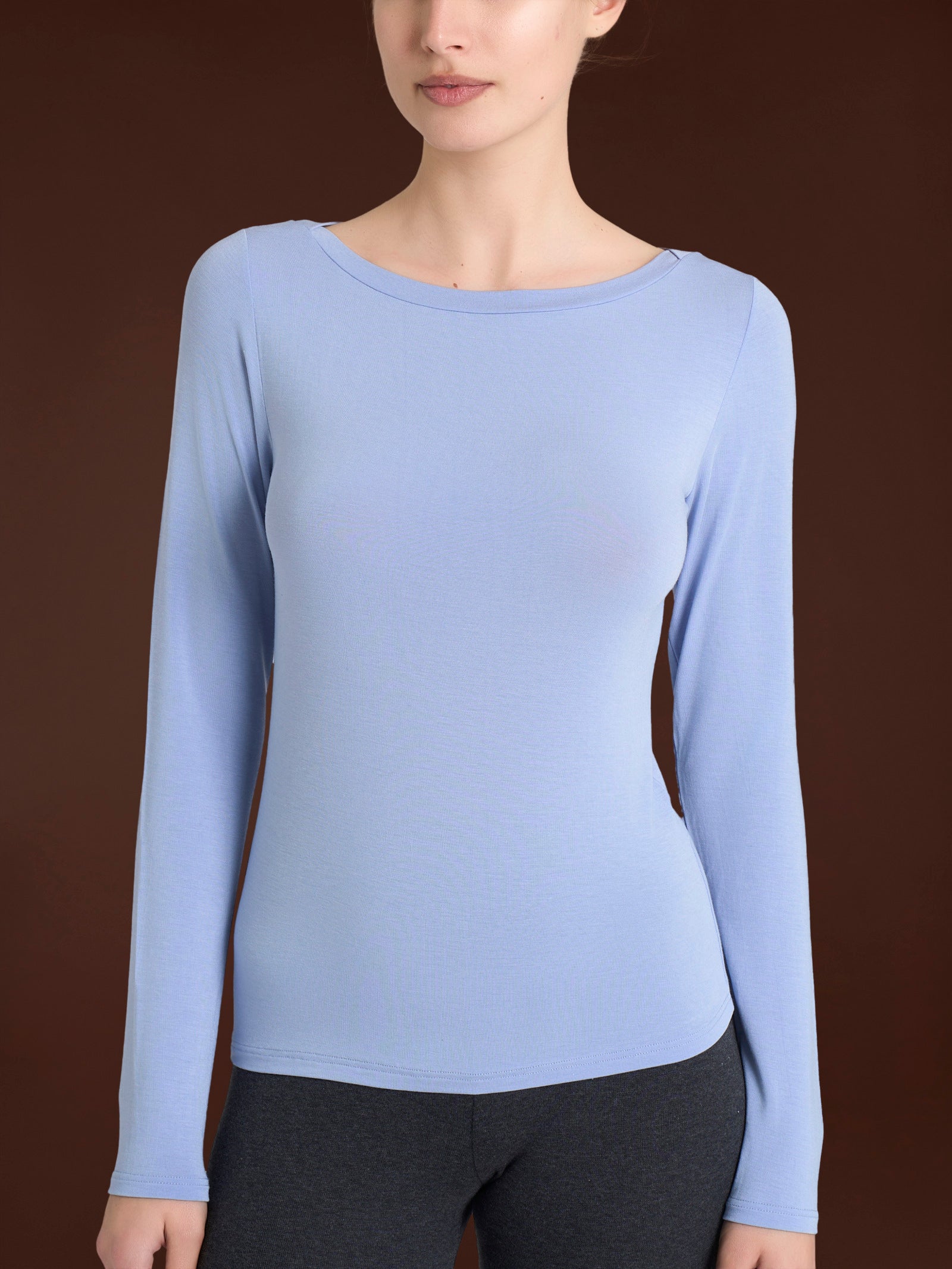 Maglietta con collo a barchetta in filato Tenderwool Viola Donna - Ragno