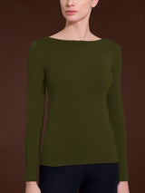 Maglietta con collo a barchetta in filato Tenderwool Verdi Donna - Ragno