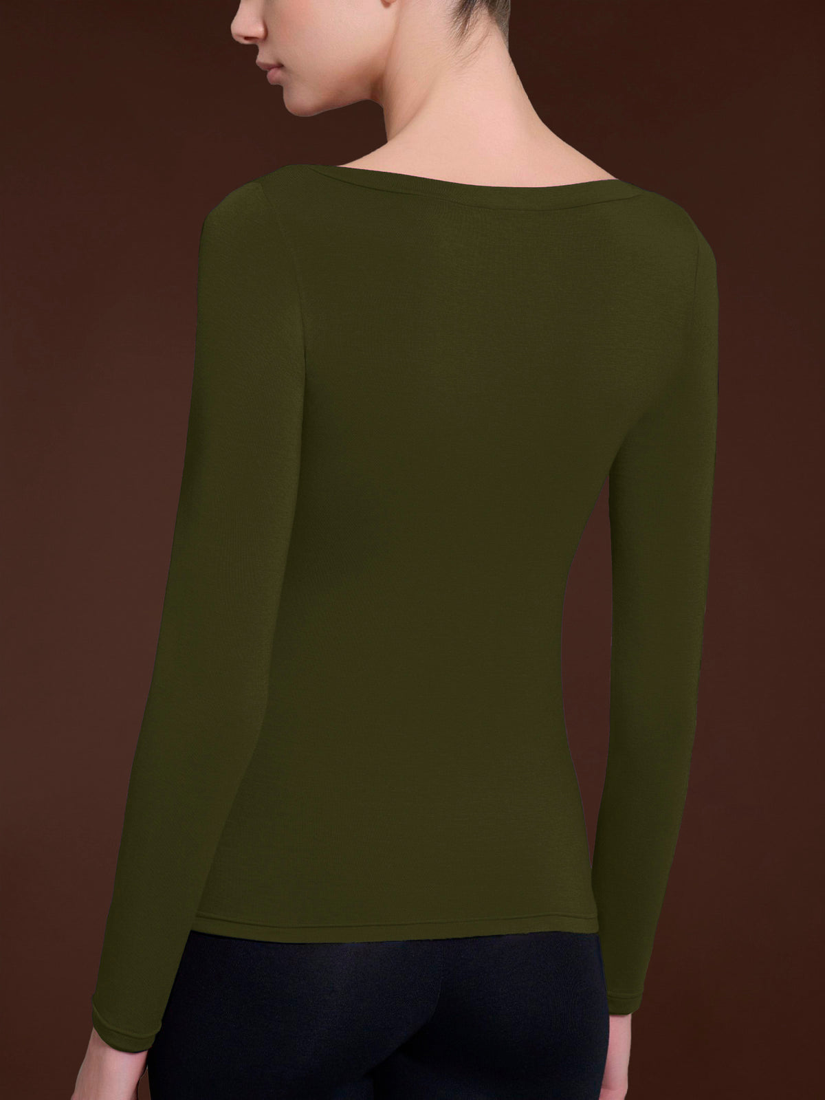 Maglietta con collo a barchetta in Tenderwool (86% Modal - 8% Lana Cashmere) Verdi Donna - Ragno