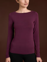 Maglietta con collo a barchetta in filato Tenderwool Viola Donna - Ragno