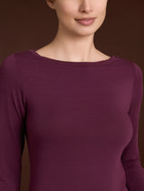 Maglietta con collo a barchetta in filato Tenderwool Viola Donna - Ragno