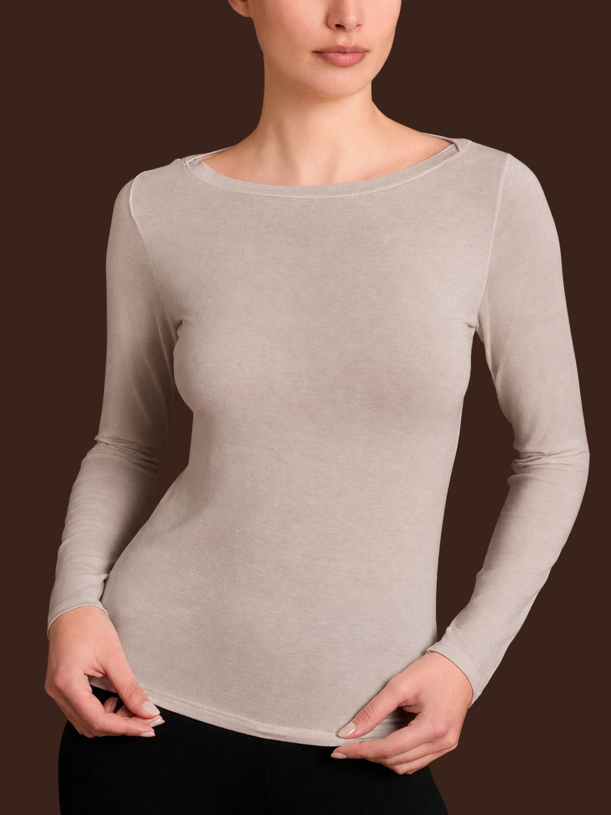 Maglietta con collo a barchetta in Tenderwool (86% Modal - 8% Lana Cashmere) Grigi Donna - Ragno