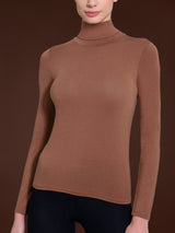 Maglietta con collo dolcevita in filato Tenderwool Marroni Donna - Ragno