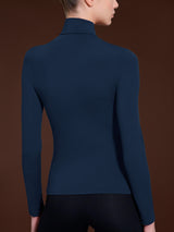 Maglietta con collo dolcevita in filato Tenderwool Blu Donna - Ragno