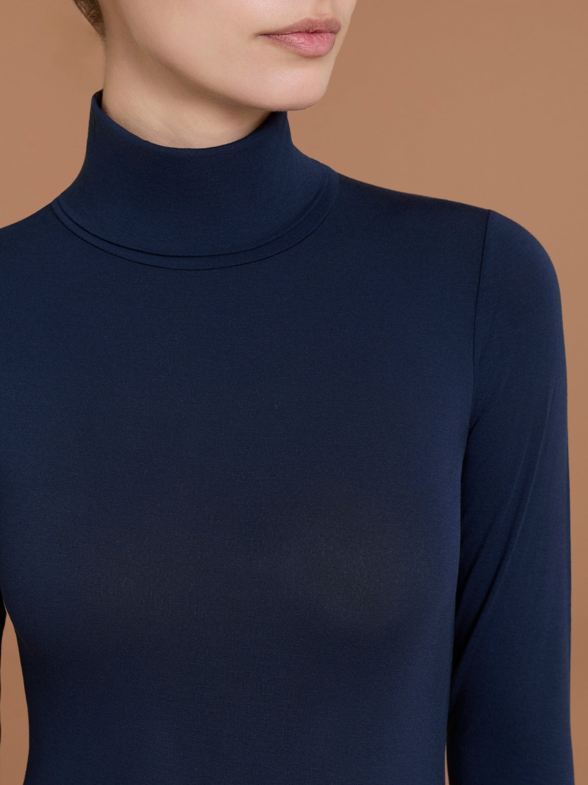 Maglietta con collo dolcevita in Tenderwool (86% Modal - 8% Lana Cashmere) Blu Donna - Ragno