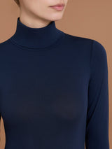 Maglietta con collo dolcevita in Tenderwool (86% Modal - 8% Lana Cashmere) Blu Donna - Ragno