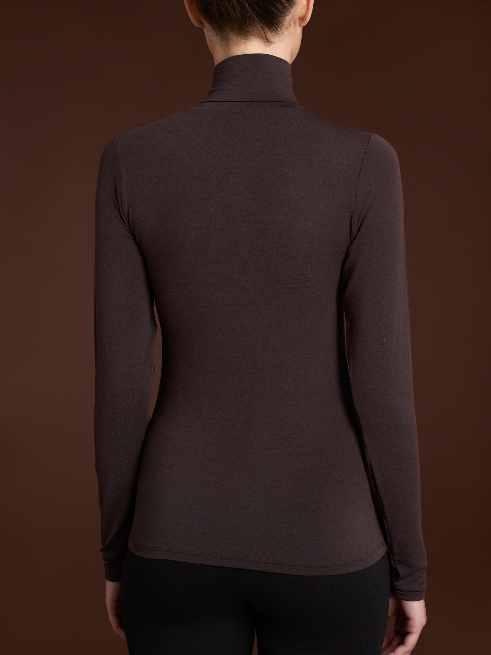 Maglietta con collo dolcevita in filato Tenderwool Marroni Donna - Ragno