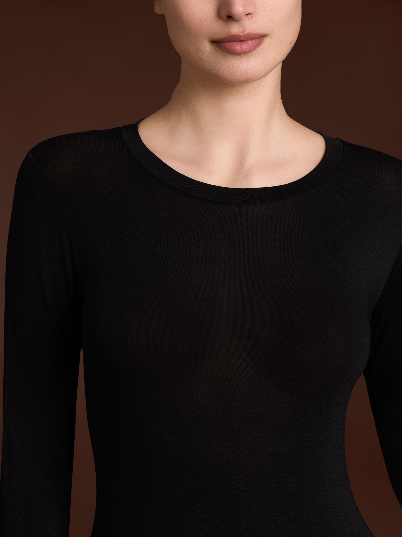 Body girocollo con manica lunga in tenderwool Neri Donna - Ragno