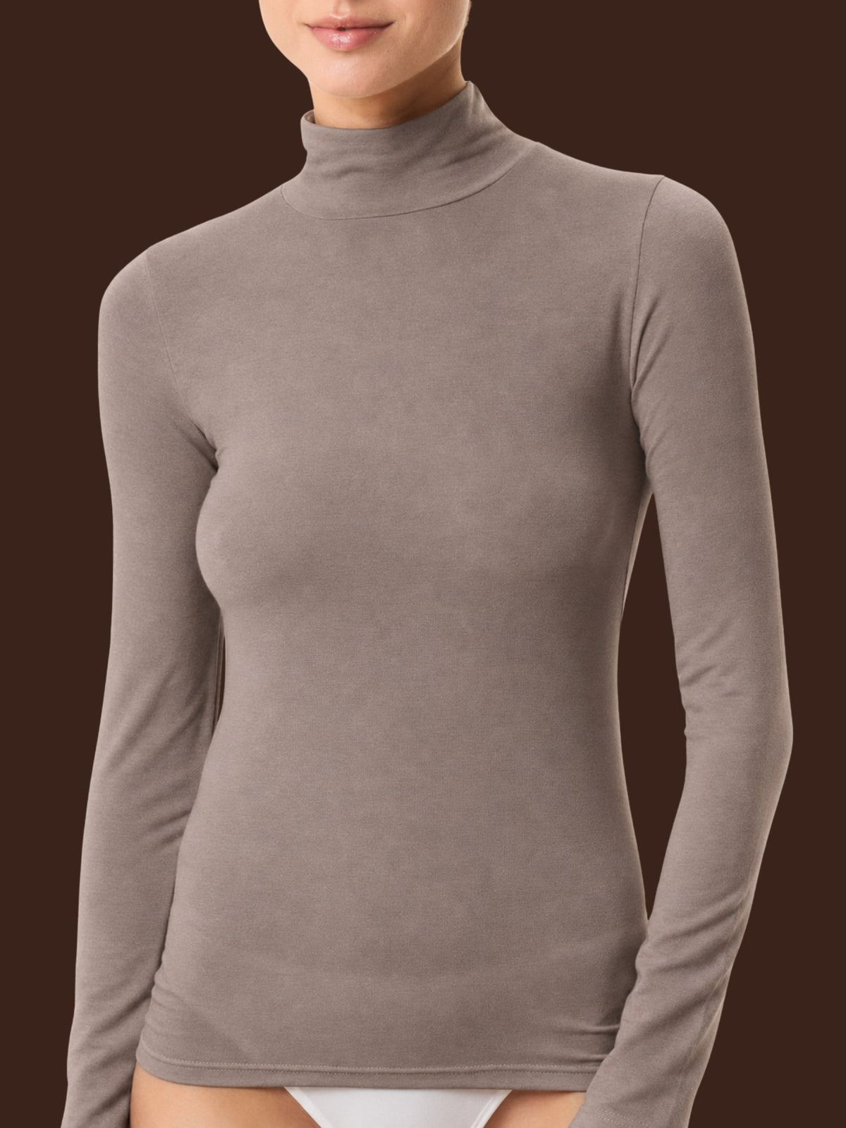 Maglietta con collo lupetto in Tenderwool (86% Modal - 8% Lana Cashmere) Grigi Donna - Ragno
