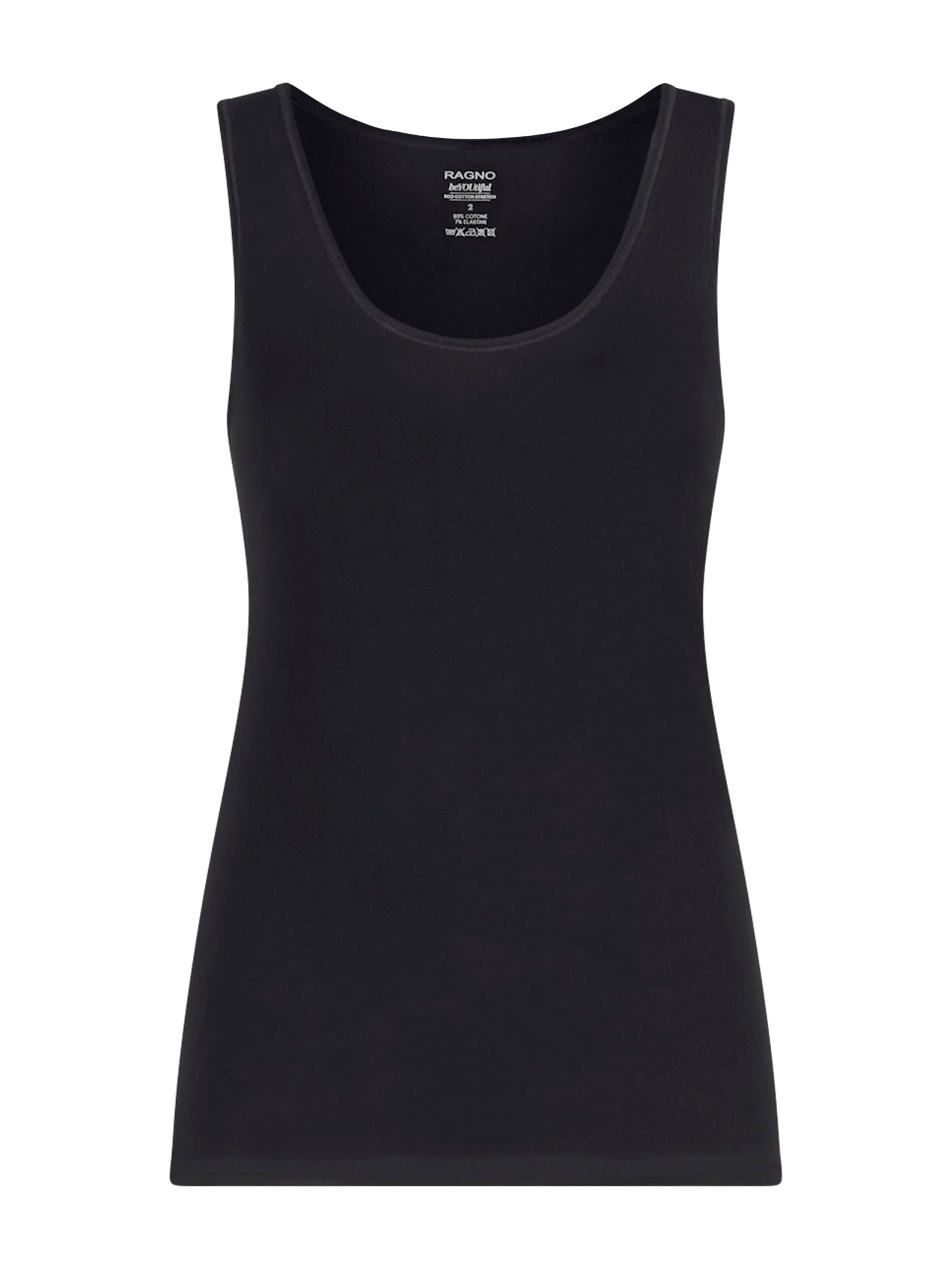 beYOUtiful - Canottiera spalla larga in cotone elasticizzato extra fine Neri Donna - Ragno