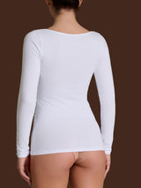 beYOUtiful - Maglietta a manica lunga in cotone elasticizzato extra fine Marroni Donna - Ragno