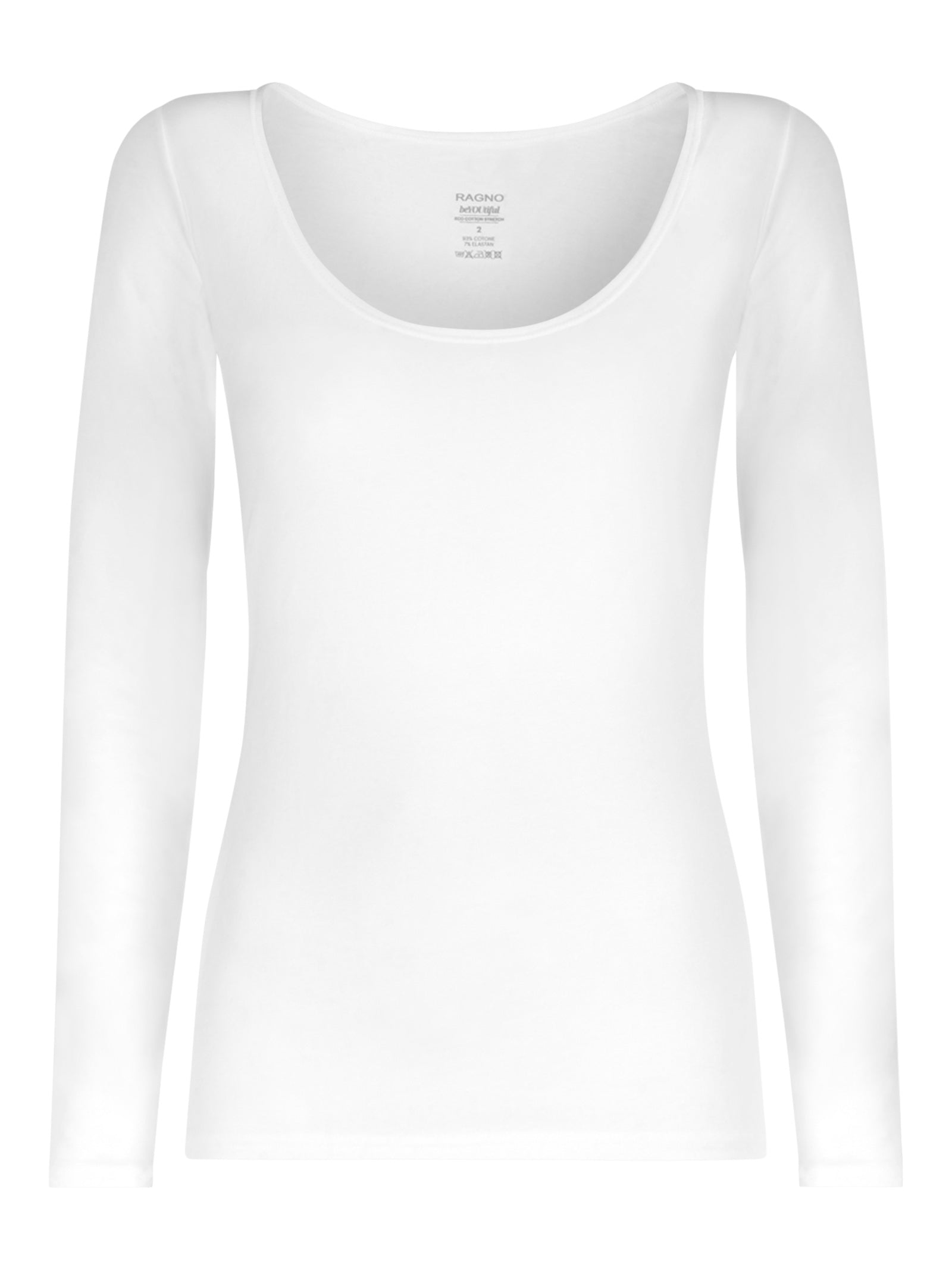beYOUtiful - Maglietta a manica lunga in cotone elasticizzato extra fine Bianchi Donna - Ragno