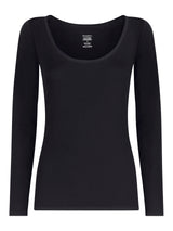 beYOUtiful - Maglietta a manica lunga in cotone elasticizzato extra fine Neri Donna - Ragno