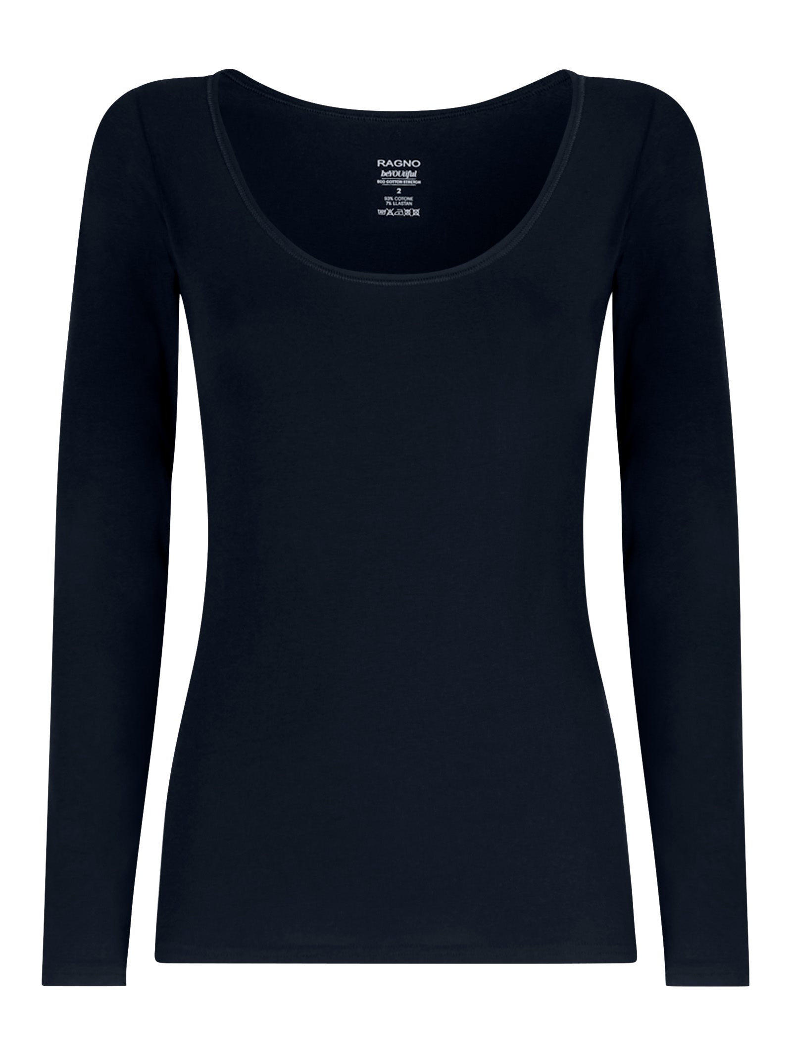 beYOUtiful - Maglietta a manica lunga in cotone elasticizzato extra fine Blu Donna - Ragno