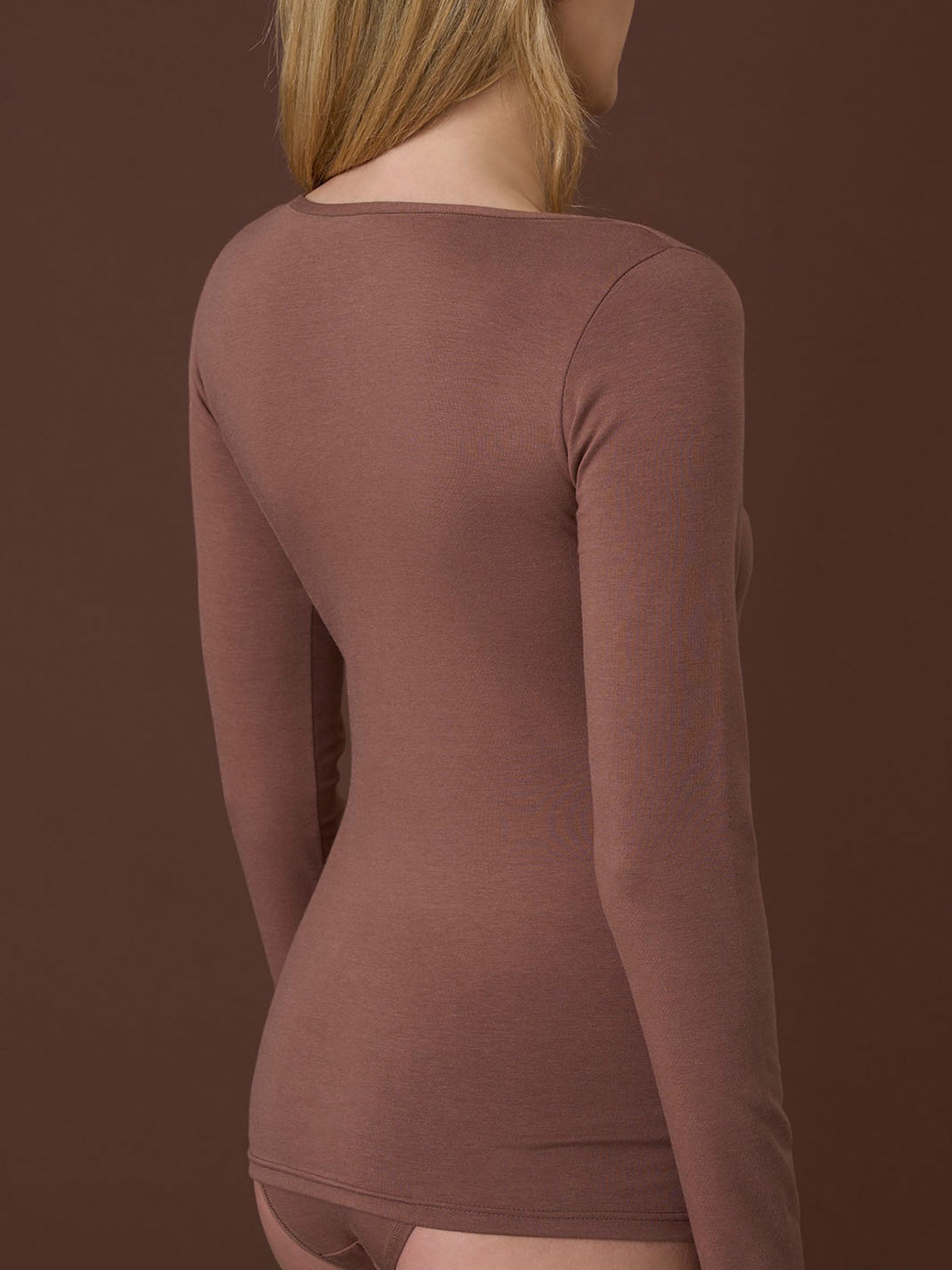 beYOUtiful - Maglietta a manica lunga in cotone elasticizzato extra fine Bianchi Donna - Ragno