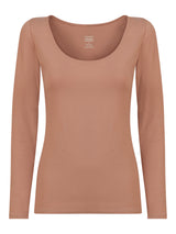beYOUtiful - Maglietta a manica lunga in cotone elasticizzato extra fine Marroni Donna - Ragno