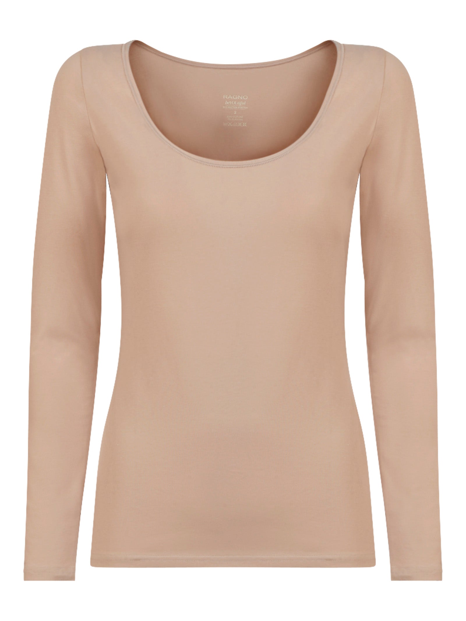 beYOUtiful - Maglietta a manica lunga in cotone elasticizzato extra fine Marroni Donna - Ragno