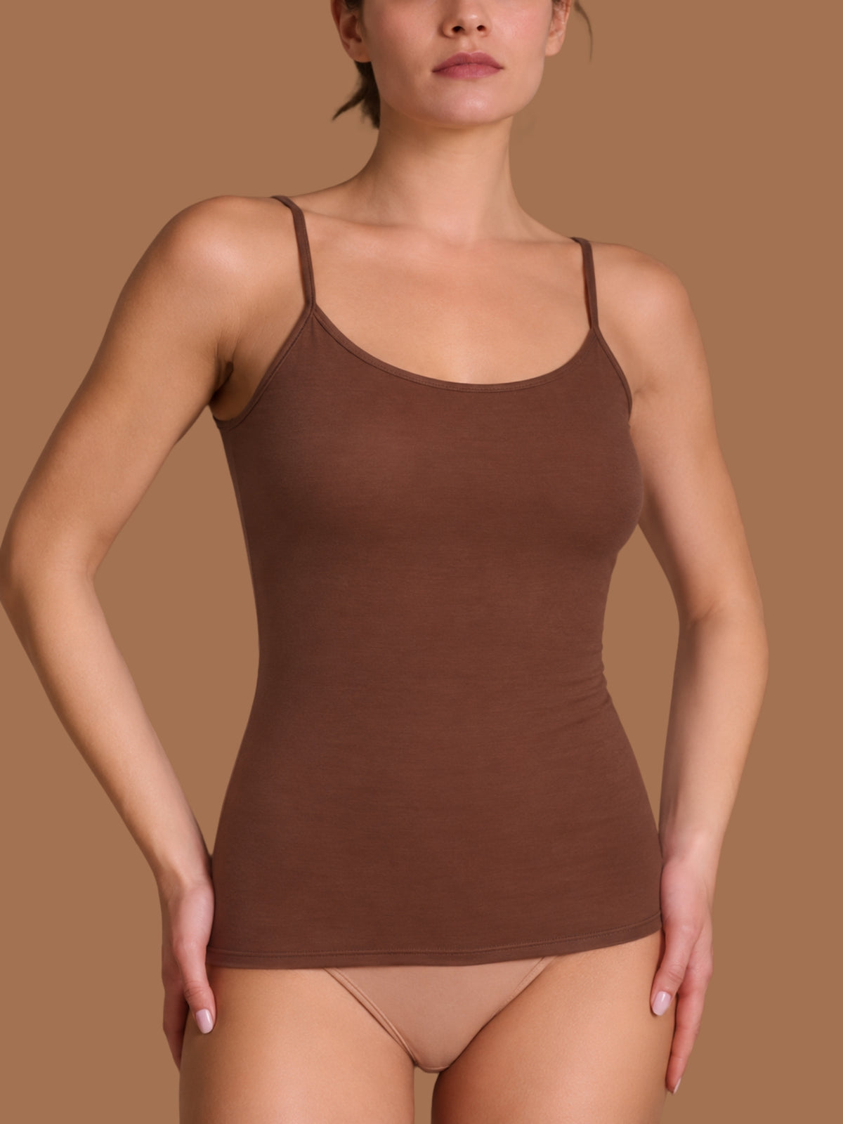 beYOUtiful - Top in cotone elasticizzato extra fine Marroni Donna - Ragno