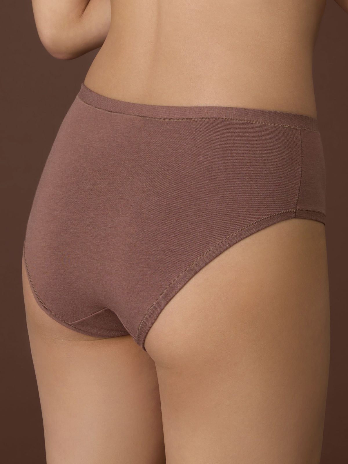 beYOUtiful - Slip alto in cotone elasticizzato extra fine Marroni Donna - Ragno