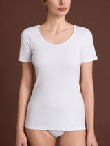 Thermo Cotton - Maglietta girocollo a manica corta in caldo cotone Bianchi Donna - Ragno