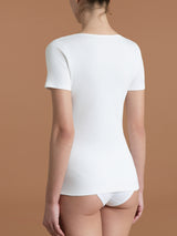 Thermo Cotton - Maglietta girocollo a manica corta in caldo cotone Bianchi Donna - Ragno