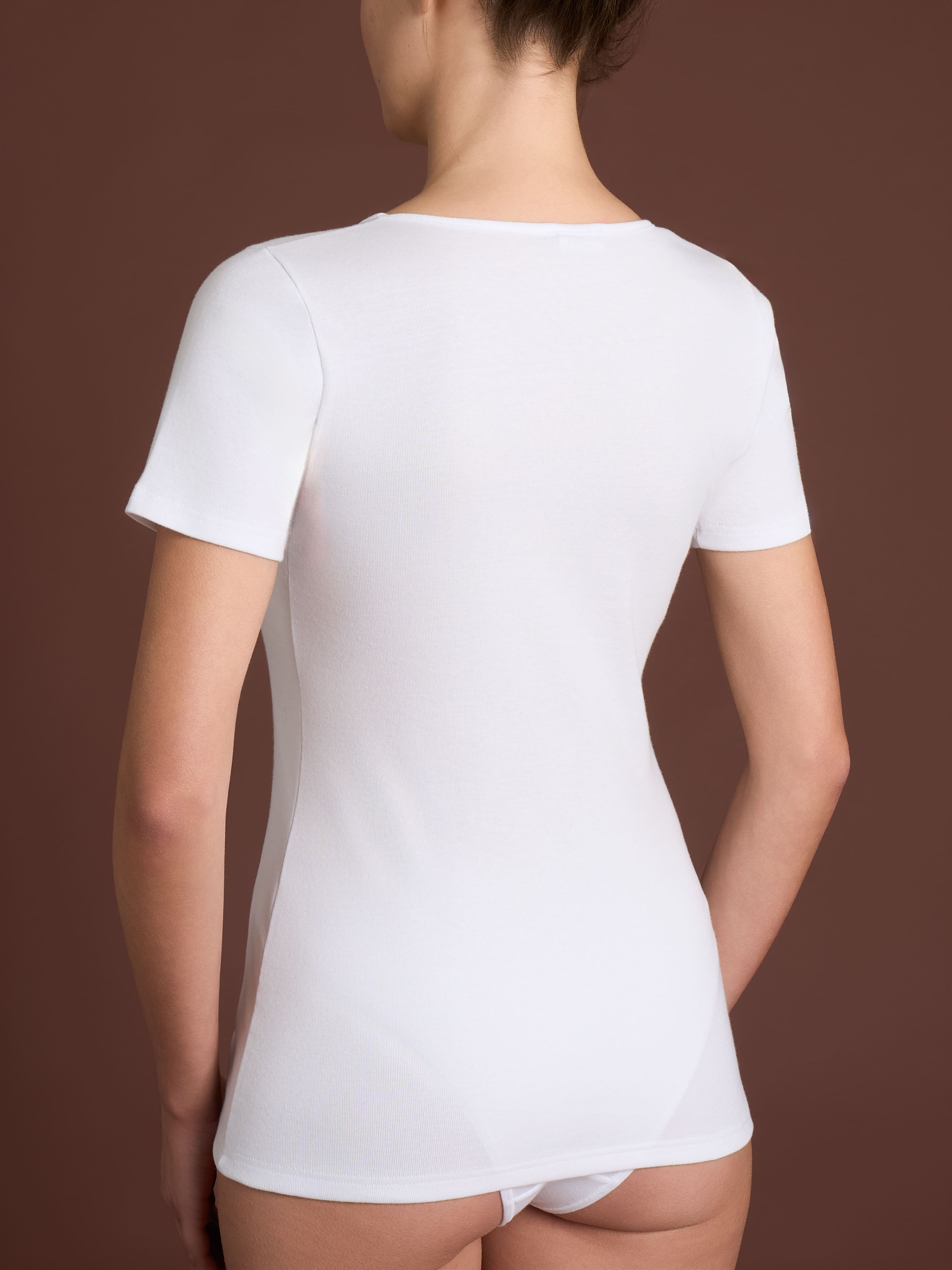 Thermo Cotton - Maglietta girocollo a manica corta in caldo cotone Bianchi Donna - Ragno