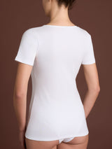 Thermo Cotton - Maglietta girocollo a manica corta in caldo cotone Neri Donna - Ragno
