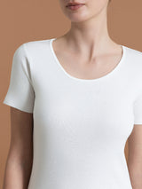 Thermo Cotton - Maglietta girocollo a manica corta in caldo cotone Bianchi Donna - Ragno