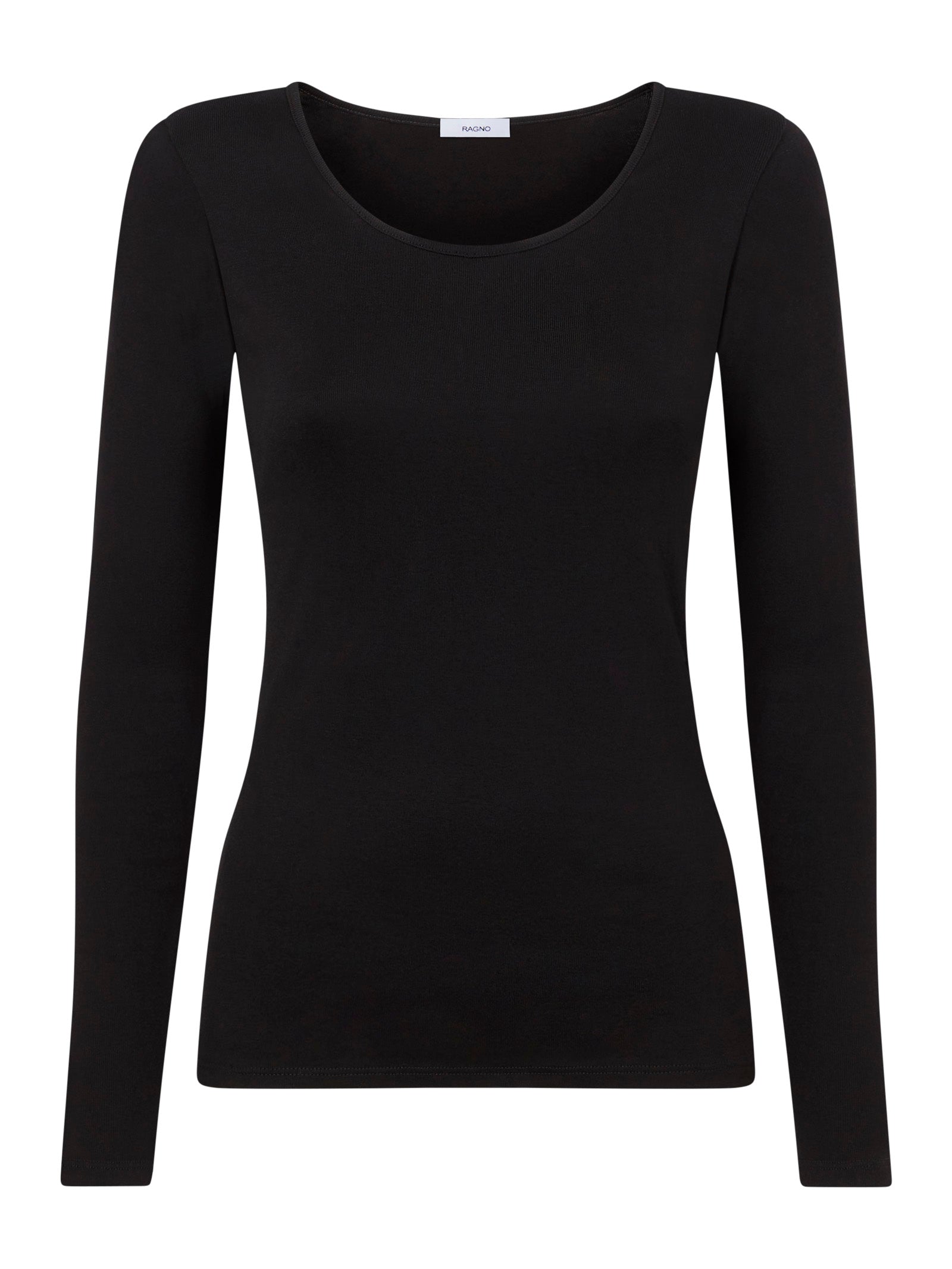 Thermo Cotton - Maglietta girocollo a manica lunga in caldo cotone Neri Donna - Ragno