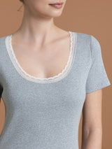 Thermo Cotton -Maglietta girocollo in caldo cotone  Neri Donna - Ragno