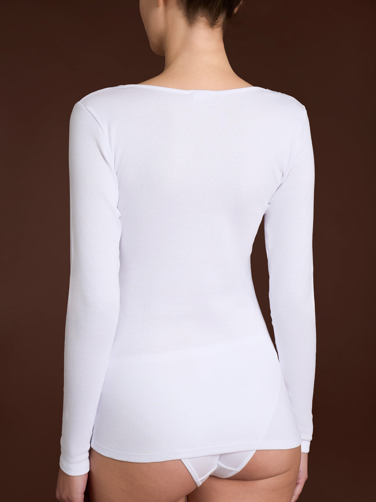Thermo Cotton - Maglietta girocollo a manica lunga in caldo cotone Neri Donna - Ragno