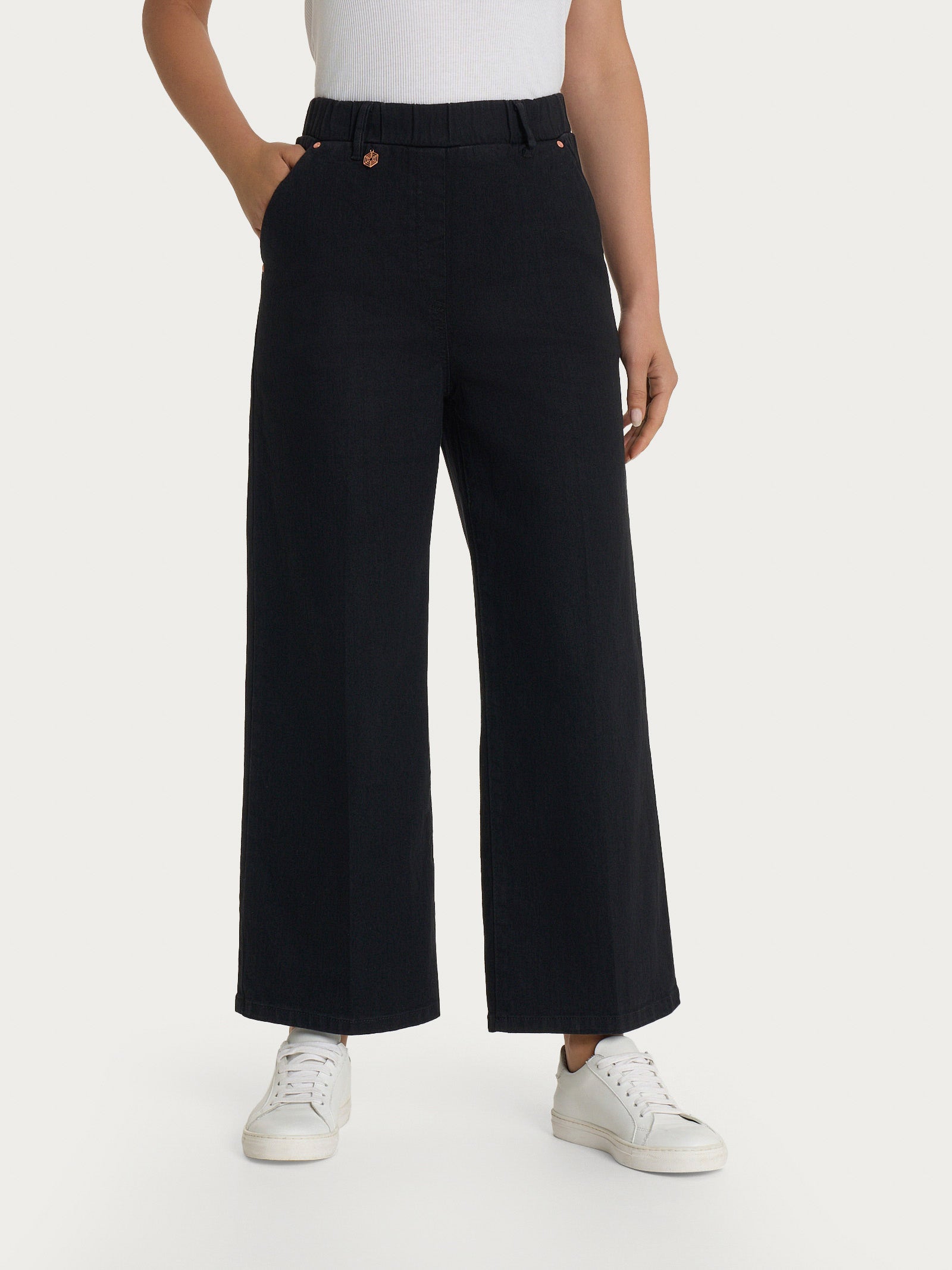 Jeans ampio alla caviglia con tasche in 4 Seasons Denim  Neri Donna - Ragno