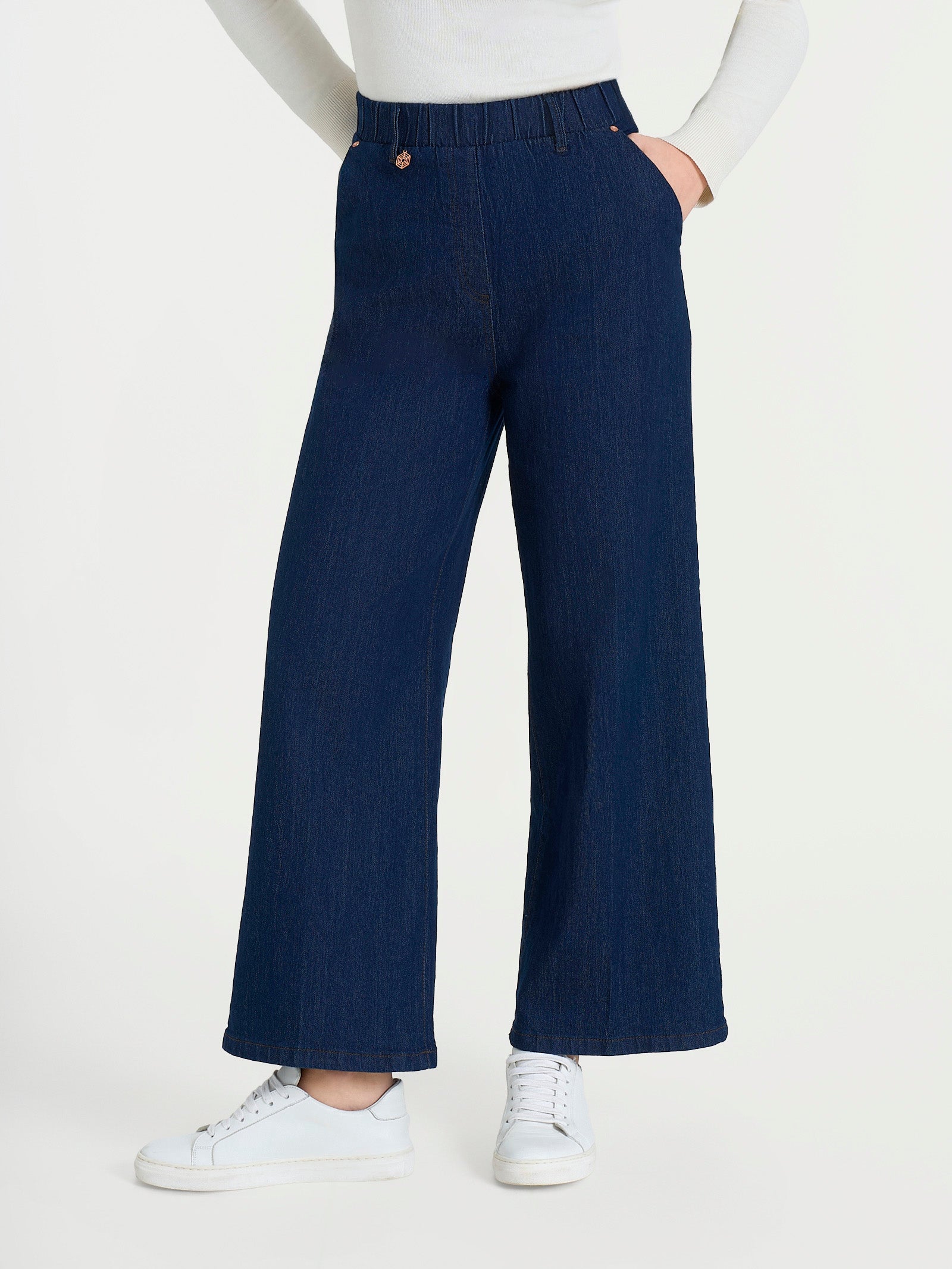 Jeans ampio alla caviglia con tasche in 4 Seasons Denim  Blu Donna - Ragno